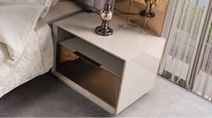 Garnitur Duebellitsbett Bett Beech Holz Luxus Modern Schlofzëmmer Set 3 Deeler