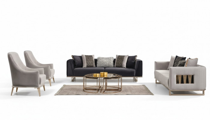 Sofagarnitur Couchgarnitur Dräisëtzer Fotell Gréng Stoffsotz Set 3tlg