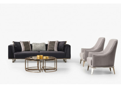Grupp Couch Still Dreisëtzer Fauteuil Modern Blo Set 3tlg Garnitur
