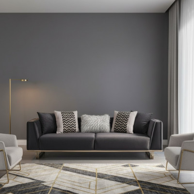 Dreisëtzer Sofa Gepolstert Sofa Modern Blo Sofa Stoffsofa Holz Stoff