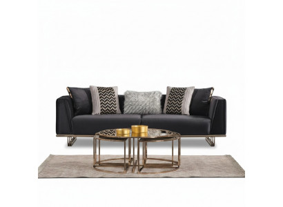 Dreisëtzer Sofa Gepolstert Sofa Modern Blo Sofa Stoffsofa Holz Stoff
