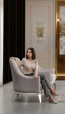 Sëtzgrupp Ouerensëtz Modern Stoff Sëtzer Polyester 2-deelech Set Grau