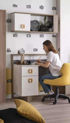 Kannerzëmmer Schreifdësch Set 2 Stécker Regal Computer Holz Wäiss
