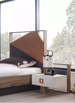 Komplett Bett Kannermeubelen Kannergbett Kannergzëmmer Holz Gri Set 4 Deeler
