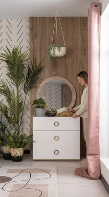 Grupp Kommode mat Spigel Kommoden Holz Wäiss Schlofzëmmer Schaf Set