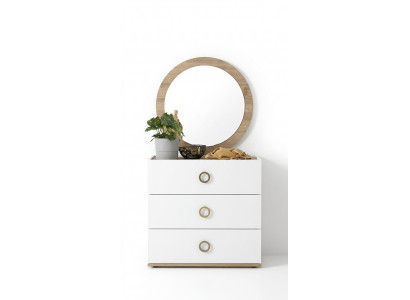Grupp Kommode mat Spigel Kommoden Holz Wäiss Schlofzëmmer Schaf Set