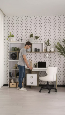 Kannerbürosdësch Schreifdësch Bicherregal Holz Wäiss Set 3-deel Design