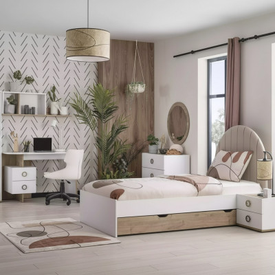 Bettrahmen Kannerbett Kannermebel Kannerzëmmer Bett Holz Wäiss Modern