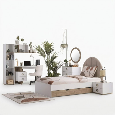 Bettrahmen Kannerbett Kannermebel Kannerzëmmer Bett Holz Wäiss Modern