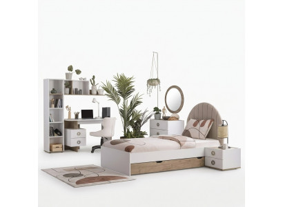 Bettrahmen Kannerbett Kannermebel Kannerzëmmer Bett Holz Wäiss Modern