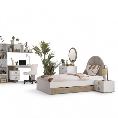 Bettgestell Kannerbett Kannermeubelen Kannerzëmmer Bett Holz Wäiss Modern