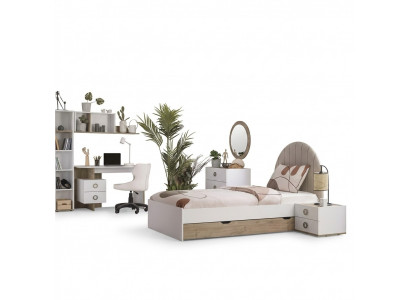 Bettgestell Kannerbett Kannermeubelen Kannerzëmmer Bett Holz Wäiss Modern