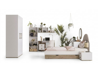 Komplett Kannerbett Kannermebel Kannerzëmmer Bett Holz Wäiss Set 8 Stéck
