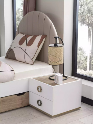 Kannerzëmmer Komplett Bettrahmen Kannermeubel Bett Holz Wäiss Set 5 Deeler