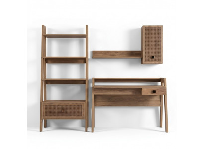 Kanderschreifdësch Schreifdësch Bicherregal Holz Braun Set 3tlg Regal