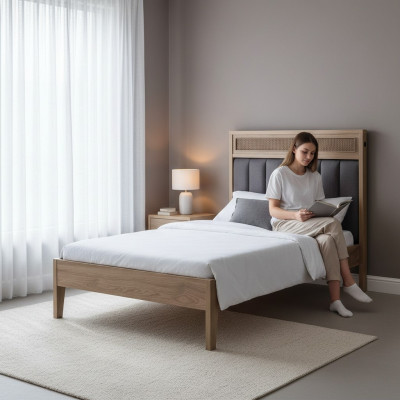 Bettrahmen Kannersmiwwelen Bett Holz Brong Jugendbett 100 cm Klassesch