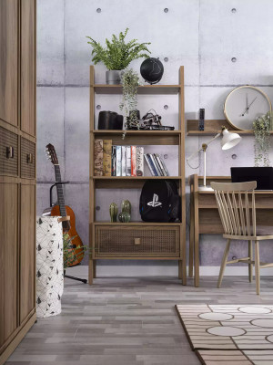 Komplett Jugendbett Kannermebel Kannerzëmmer Bett Holz Brong Set 8 Stéck