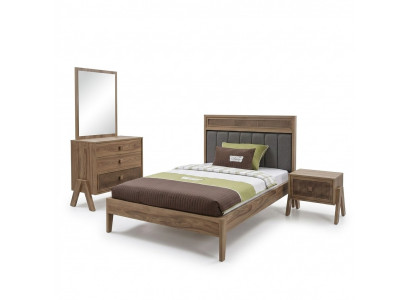 Kandermiwwele Komplett Kannerbett Kannerzëmmer Bett Holz Brong Set 4 Stécker