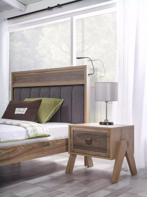 Kannerzëmmer Komplett Bettgestell Kanner Miwwelen Bett Holz Braun Set 4 Deeler