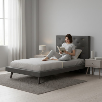 Bettgestell Bettrahmen Bett 120 cm Kannerbett Jugendbett Stoff Gro.