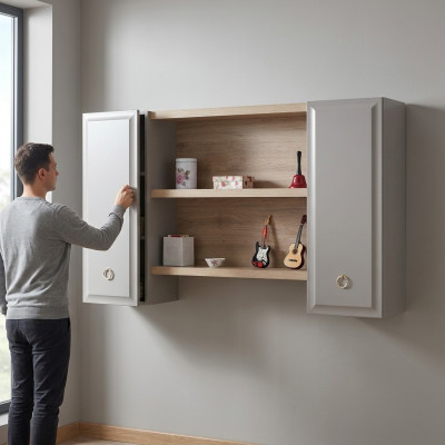 Hängeschaf Wandsschaf Kannerzëmmer Bicherregal Holz Gro Design