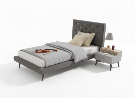Garnitur Jugendbett Nuetsdësch Kannerzëmmer Bett Holz Gro 120 cm 2tlg