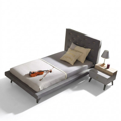 Kannerzëmmer Garnitur Jugendbett Nuetsdësch Bett Holz Gro 100 cm 2dëll.