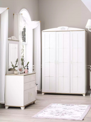 Design Kleederschaf Schaf Holzkascht Miwwel Holz Luxus Wäiss 3 Dier