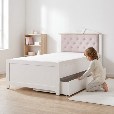 Chesterfield Funktiouns-Bett Auszéiht Bett fir Kanner Bett 120 Holz Rosa