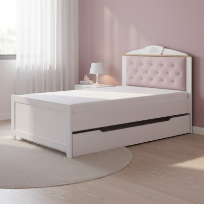 Chesterfield Funktiouns-Bett Auszéiht Bett fir Kanner Bett 120 Holz Rosa