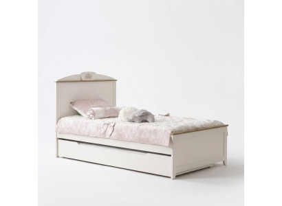 Holzebett Funktiounsbett Auszéibar Kandebett Bett 120 Holz Wäiss Nei