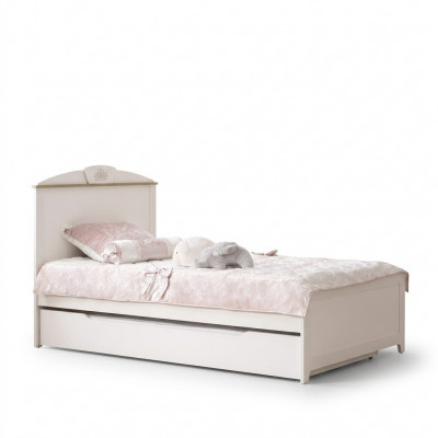 Kandebett Holzbett Funktiounsbett Auszuchbitt 100 Holz Wäiss Nei