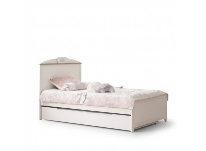 Kandebett Holzbett Funktiounsbett Auszuchbitt 100 Holz Wäiss Nei