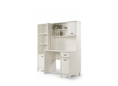 Grupp Comptoir Dësch Schreifdësch Set Holz Bicherregal Wäiss 3tlg Regal