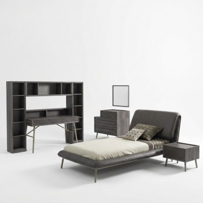 Komplett Jugendbett Bettrahmen Bett Kannerzëmmer Set 7tlg Holz Gro