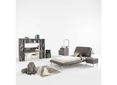 Garnitur Kannerzëmmer Jugendbett Bettrahmen Bett Set 7tlg Holz Griich.