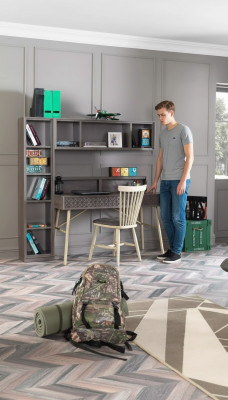 Computersdësch Set 3tlg Schreifdësch Bicherregal Holz Gro Regaler Dësch