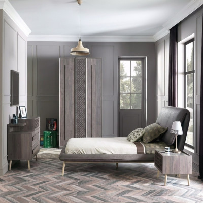 Garnitur Polsterbett Jugendbett Bettrahmen Bett Set 5-tlg Holz Gro Neij