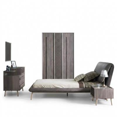 Garnitur Polsterbett Jugendbett Bettrahmen Bett Set 5-tlg Holz Gro Neij