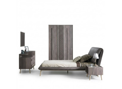 Garnitur Polsterbett Jugendbett Bettrahmen Bett Set 5-tlg Holz Gro Neij