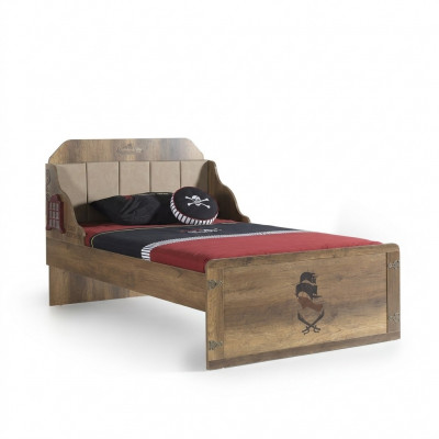 Bettkader Funktiounsbed Auszéiht Pirat Braun Holz Kannerbett Bett