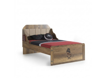 Bettkader Funktiounsbed Auszéiht Pirat Braun Holz Kannerbett Bett