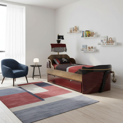 Funktiounsbett Pirat Better Kannerbett Bett Holz Jugendbett Braun Piraten
