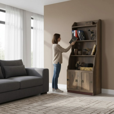 Kannerregal Bicherregal Bicherschaf Stangregal Regal Holz Braun Schaf