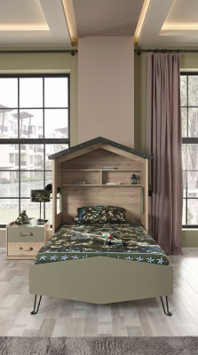 Komplett Kanner Miwwelen Kannerbett Bett Holz Gréng Set 2-delleg Nuetsdëschchen