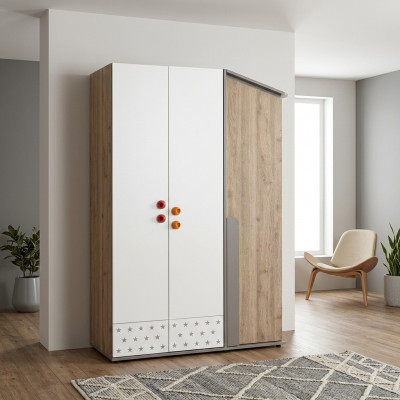 Modernen Kleederschaf Holzschaf Schaf Miwwelen Holz 3 Dier Design Wäiss