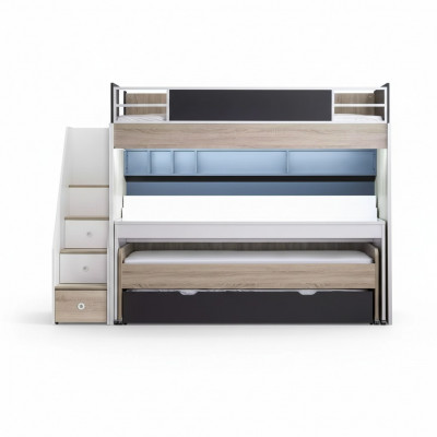 Luxus Etagenbett Bett 3 Schlofzuel Multifunktiounsbed Holz Héichbett Holz