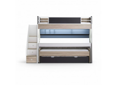 Luxus Etagenbett Bett 3 Schlofzuel Multifunktiounsbed Holz Héichbett Holz