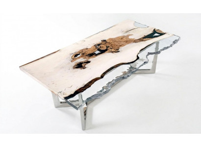 Iessen Dësch Epoxidharz Kichendësch Iesszëmmerdësch Dësch 220 cm Holz Wäiss