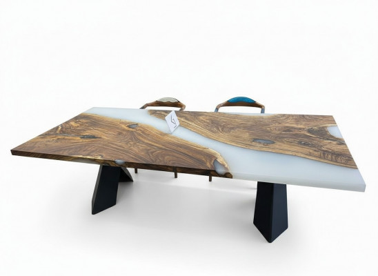 Groussen Iesszëmmerdësch Iessdësch Epoxidharz Kichendësch Dësch Holz Brong